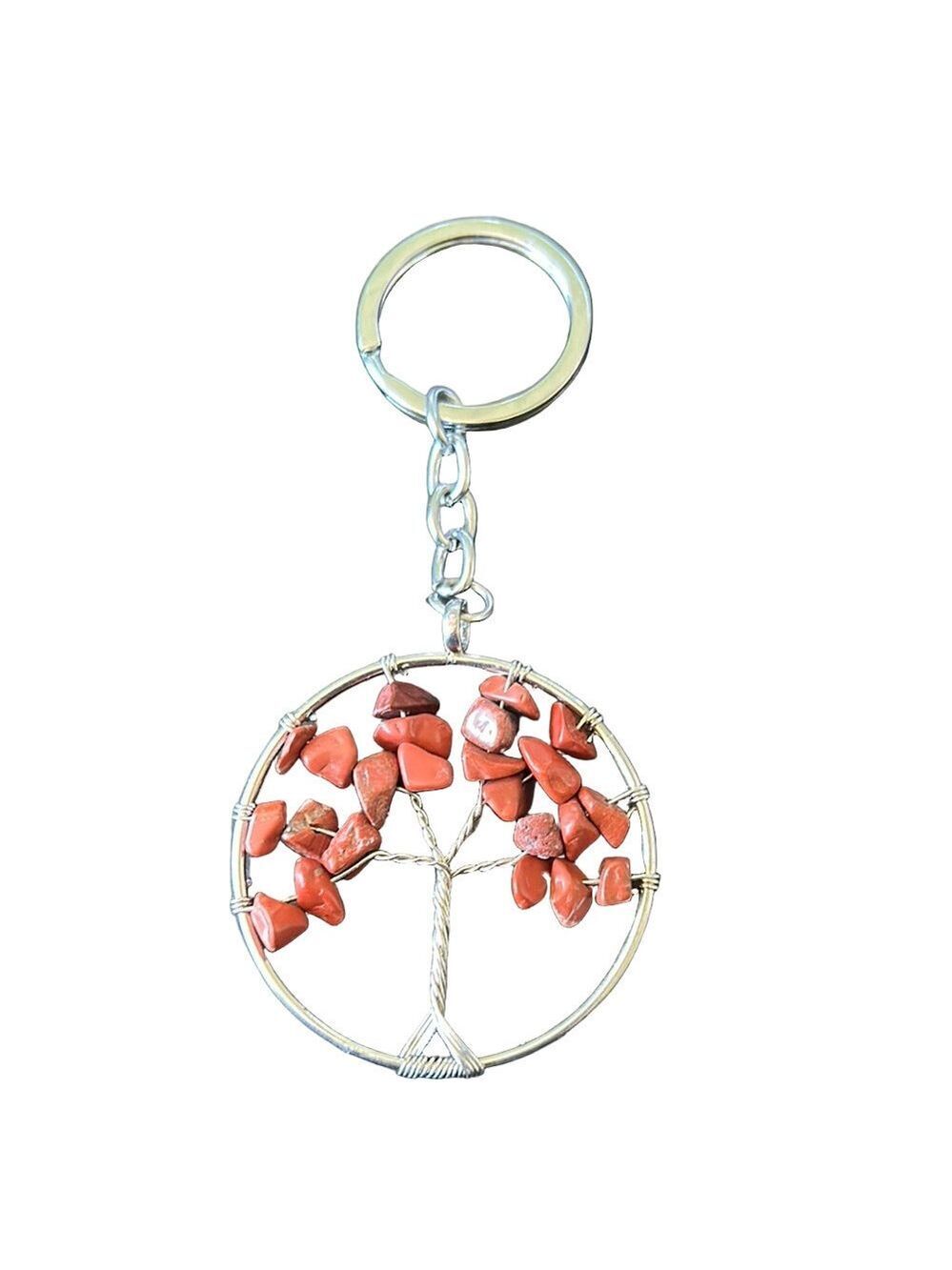 Red Jasper Stone Tree of Life Keychain